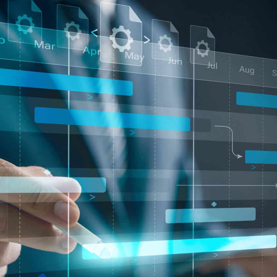 Business project management and timeline scheduling. A professional analyzing Gantt charts and tracking workflow progress with advanced planning and deadline execution tools. AdobeStock 1341793017 scaled e1749743523366 uai 964x964 1