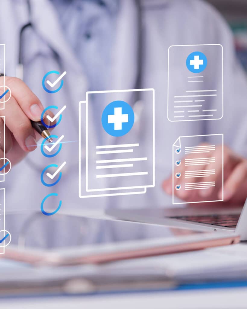 Online medical checklist and documentation system in use by doctor, concept of smart healthcare. physician assessment expert checks patient care quality, hospital assessment of treatment AdobeStock 1382244557 scaled uai 1367x1709 1
