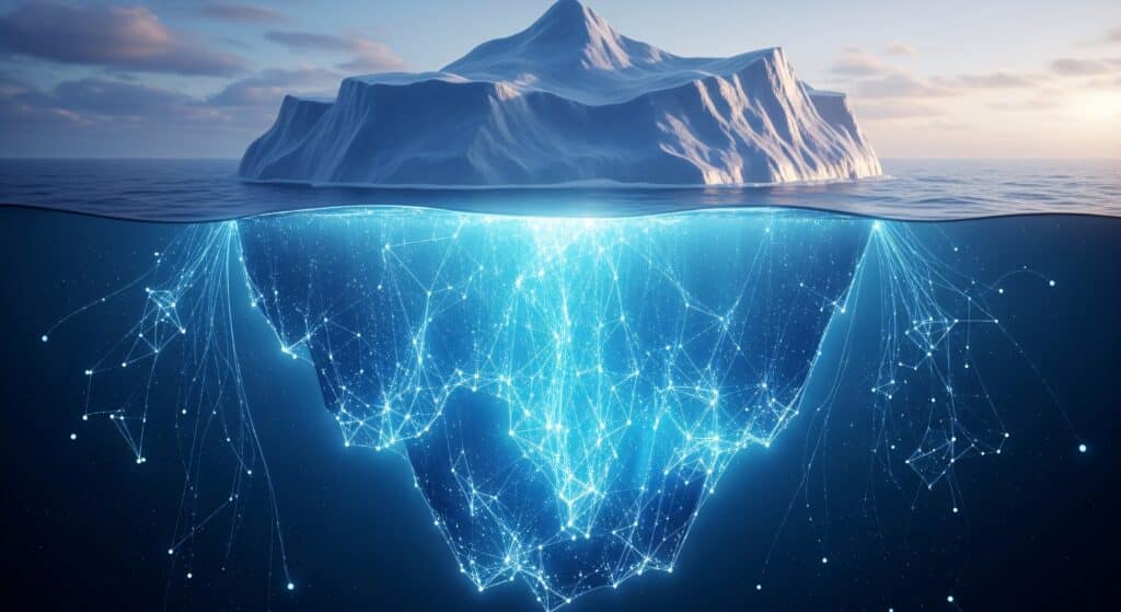 Iceberg above, digital network below.