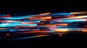 Colorful abstract light streaks on black